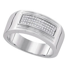 sterling silver mens round diamond rectangle cluster band ring 1/6 cttw88640