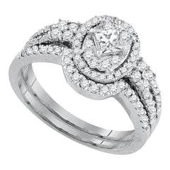 14kt white gold womens diamond princess bridal wedding engagement ring band set 7/8 cttw89774