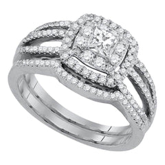 14k white gold princess diamond solitaire womens wedding bridal engagement ring set 7/8 cttw89794