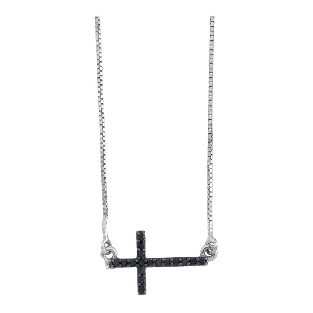 Petite Sideways Cross Pendant Necklace by Jude Frances - NEWTWIST