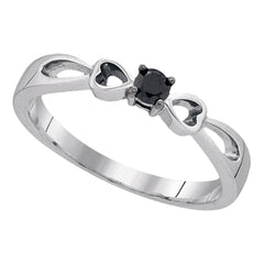 sterling silver womens round black color enhanced diamond solitaire promise bridal ring 1/10 cttw90872
