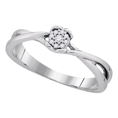 sterling silver womens round diamond cluster bridal wedding engagement ring 1/12 cttw90921