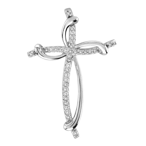 Cross Necklaces For Women, Sterling Silver Pendant 1/10 Cttw