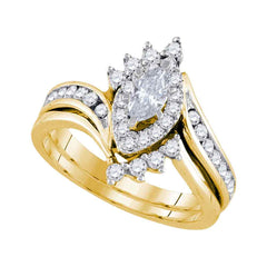 14kt yellow gold womens marquise diamond bridal wedding engagement ring band set 1.00 cttw92857