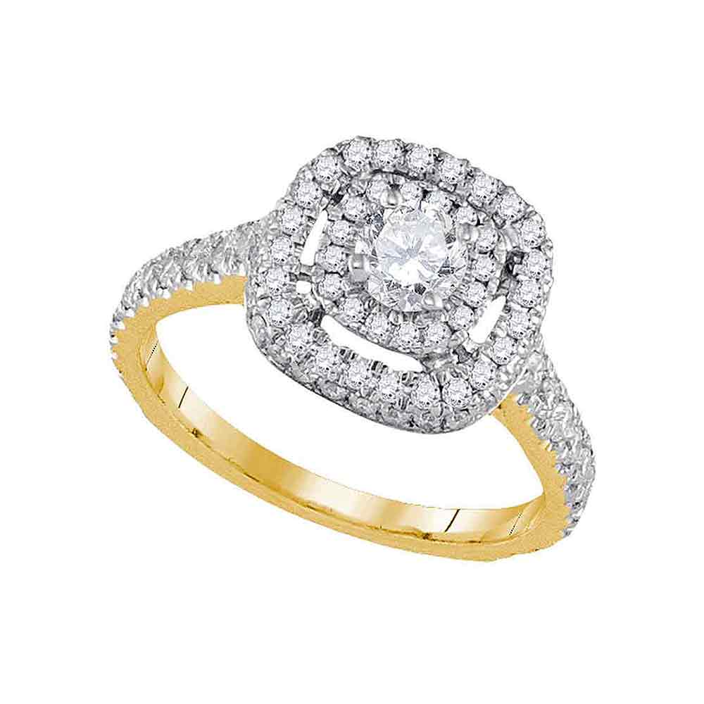 14kt Yellow Gold Womens Round Diamond Solitaire Bridal Wedding Engagement Ring 1-1/5 Cttw
