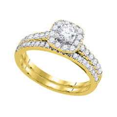 14kt yellow gold womens round diamond halo bridal wedding engagement ring band set 1.00 cttw93794