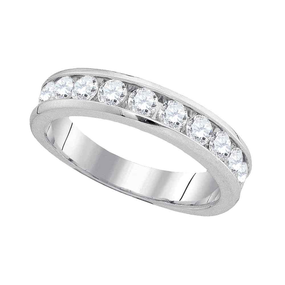 14kt White Gold Womens Round Diamond Wedding Band Ring 1.00 Cttw