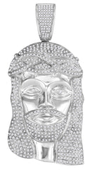 10K White Gold Jesus Piece Pendant with Real Diamonds 3.00 Cttw