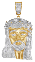 10K Jesus Christ Piece in Gold and Diamond for Men, 2-1/2 Cttw