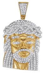 10K Yellow Gold Jesus Christ Pendant for Men with Diamonds 1.00 Cttw