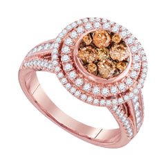 14kt rose gold womens round brown diamond cluster bridal wedding engagement ring 1 1/2 cttw95517
