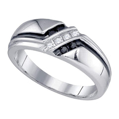 14kt white gold mens round black color enhanced diamond band ring 1/5 cttw95620