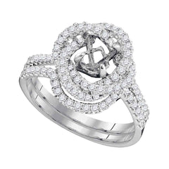 18kt white gold womens round diamond semi mount wedding bridal ring band set 5/8 cttw96424