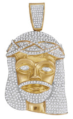 Jesus Piece Real Gold 10kt, Religious Style with Diamonds 2-1/2 Cttw