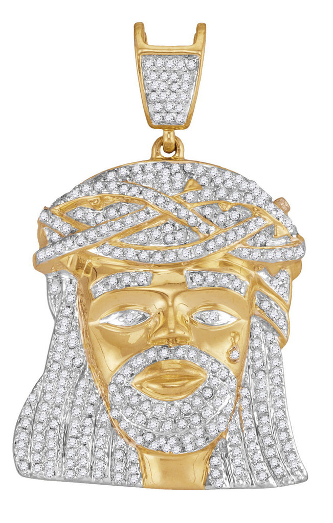 Gold and Diamond Jesus Piece Pendant for Men 1-1/4 Cttw