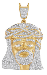 Gold and Diamond Jesus Christ Pendant for Men 1-1/4 Cttw