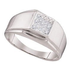sterling silver mens round diamond square cluster ring .03 cttw97880