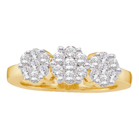 14kt Yellow Gold Womens Round Diamond Cluster Ring 3/4 Cttw