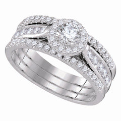 14kt white gold womens round diamond 3 piece bridal wedding engagement ring band set 1.00 cttw99762