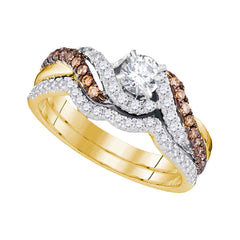 14kt yellow gold womens round diamond bridal wedding engagement ring band set 7/8 cttw99980
