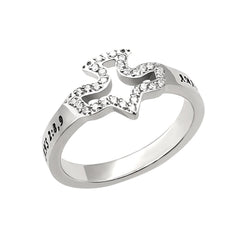 AMAZING GRACE Ring, Eph 2:8-9, Dove of Peace CZ Stones and Stainless Steel