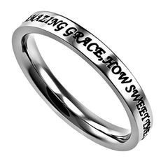 Amazing Grace Ring Stainless Steel Band Ring Hymn Inspired