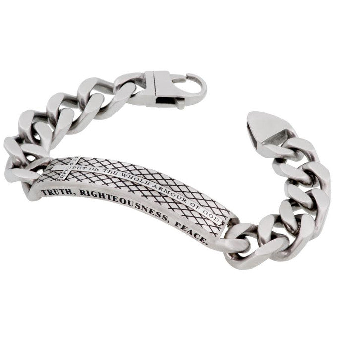 ARMOR OF GOD Bible Verse Bracelet, Stainless Steel Thick Curb Chain – North  Arrow Shop