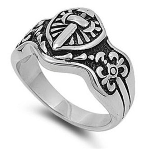 Armor of God Shield Ring Stainless Steel with Jewelry Gift Box