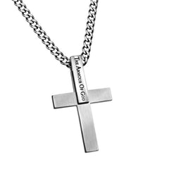 ARMOUR OF GOD Ephesians 6 Bible Verse, Simple Cross Pendant with Stainless Steel Curb Chain