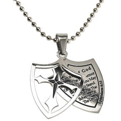 Shield of Faith, Armor of God Necklace, Ephesians 6:11, Stainless Steel Ball Chain