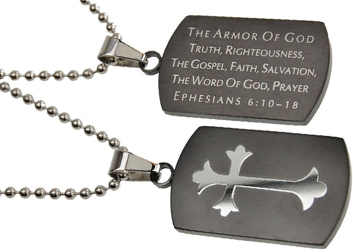 Christian Cross Christ Logo Symbol Military Dog Tag Luggage Tag Metal Chain Necklace