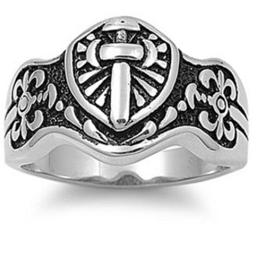 Armor of God Shield Ring Stainless Steel with Jewelry Gift Box