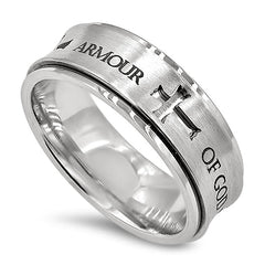 ARMOUR OF GOD Spinner Ring with High Polished Stainless Steel
