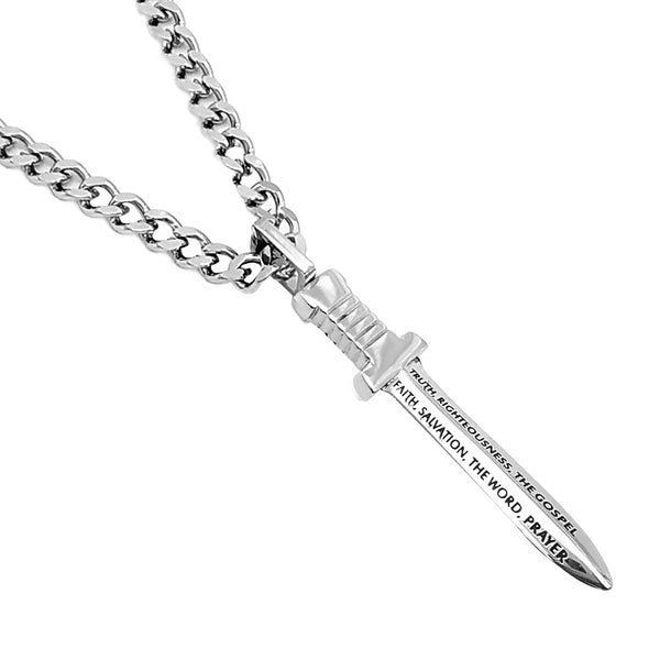 Armor of God Sword Necklace with Bible Scripture Ephesians 6:10-18