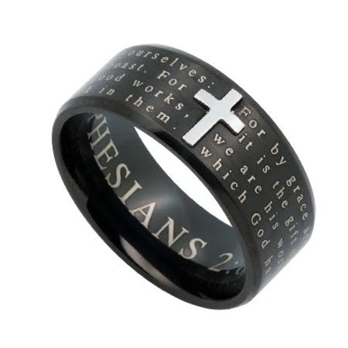 Black Amazing Grace Ring Cross