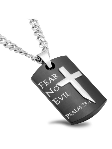 Black Shield Cross Psalm 23 4 Chain