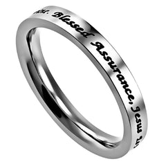 Blessed Assurance Ring Stainless Steel Band Ring Hymn Inspired