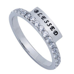 Eternity Ring BLESSED, Psalm 34:8 Bible Verse Encouragement, Stainless Steel