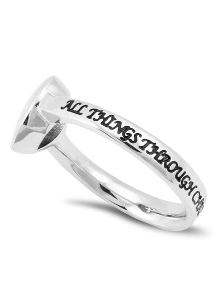 PHILIPPIANS 4:13 Ring with Bible Verse, Heart and Lock in Stainless Steel