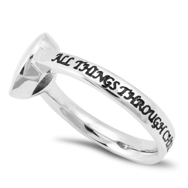 PHILIPPIANS 4:13 Ring with Bible Verse, Heart and Lock in Stainless Steel