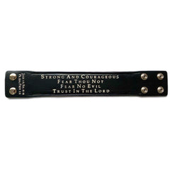 COURAGEOUS and FEAR NOT Joshua 1:9 & Psalm 23:4 Black Leather Bracelet for Men