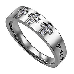 PURITY RING for Teenage Girl Christian Trinity Cross, Engraved Bible Verse with CZ Stones