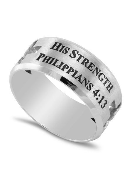 Christ My Strength Phil 4 13 Cross Ring