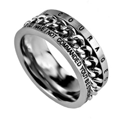 Courageous Joshua 1:9 Bible Verse, Stainless Steel Spinner Chain