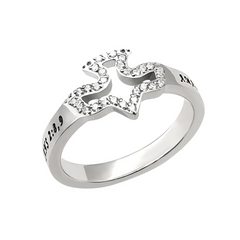 CREATE IN ME A CLEAN HEART PSALM 51:10, Dove of Peace CZ Stones and Stainless Steel