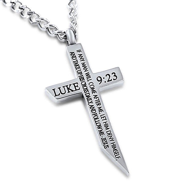 Cross Sword Necklace Take Up His Cross And Follow Me Luke 9:23