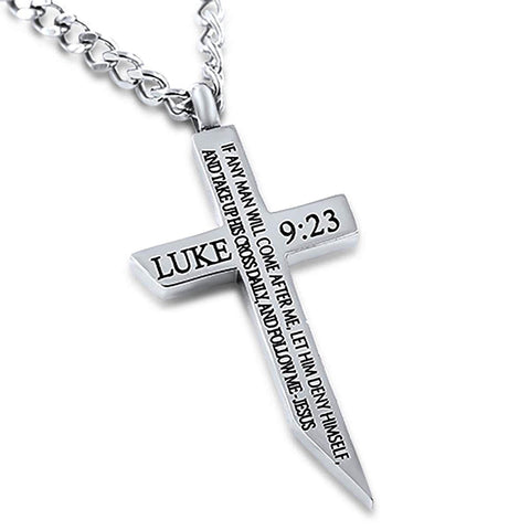 Cross Sword Necklace Take Up His Cross And Follow Me Luke 9:23