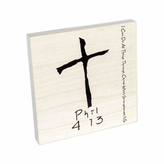 Cross Wall Art, PHILIPPIANS 4:13 Scripture on White Wood Frame