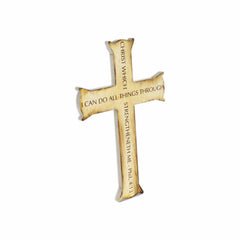 Cross Wall Decor, CHRIST MY STRENGTH, Tan Color Wood