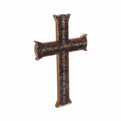 Cross Wall Decor, CHRIST MY STRENGTH, Dark Brown Wood